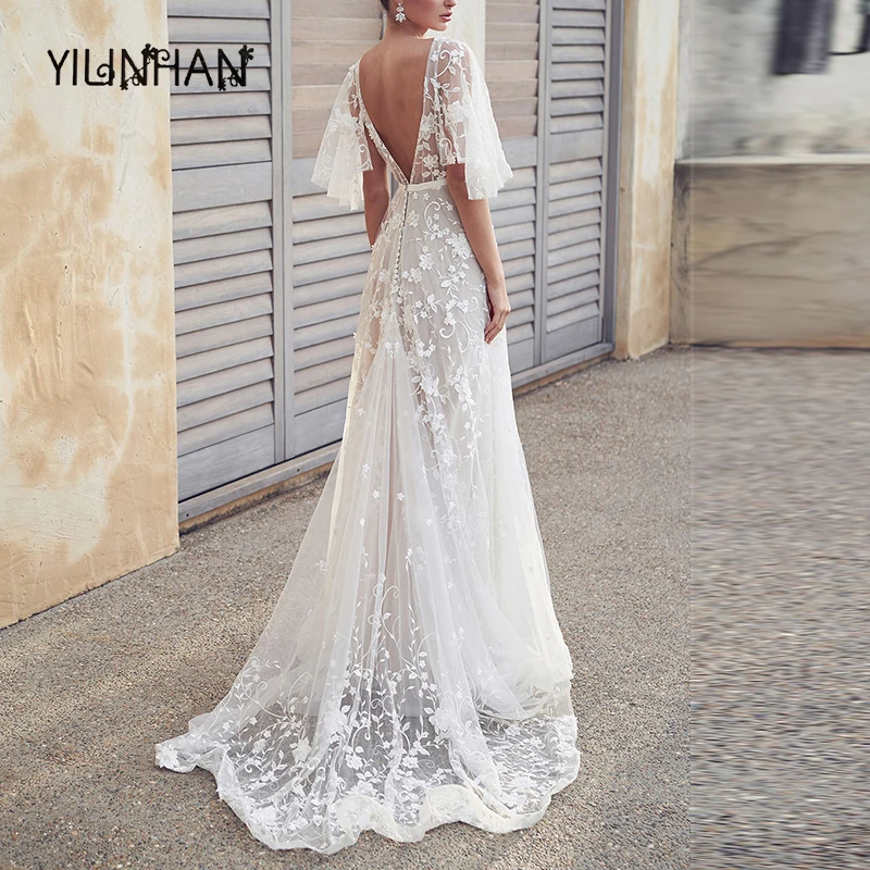YILINHAN New Women Lace Dress Gowns Romantic V-neck Maxi Backless Dress Evening Club Wedding White Party Dresses Female
YILINHAN New Women Lace Dress Gowns Romantic V-neck Maxi Backless Dress Evening Club Wedding White Party Dresses Female