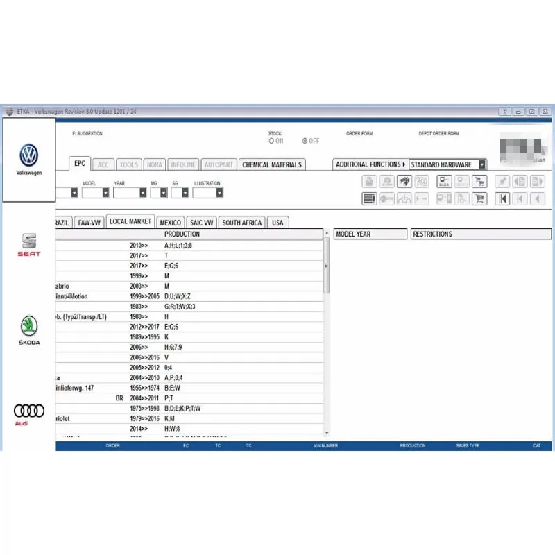 2020 E T/ K 8 .2 V/ A/ G Group Vehicles Electronic Parts Catalogue For V/W+AU//DI+SE/AT+SK /O/DA, Support cars until 2020 years
2020 E T/ K 8 .2 V/ A/ G Group Vehicles Electronic Parts Catalogue For V/W+AU//DI+SE/AT+SK /O/DA, Support cars until 2020 years