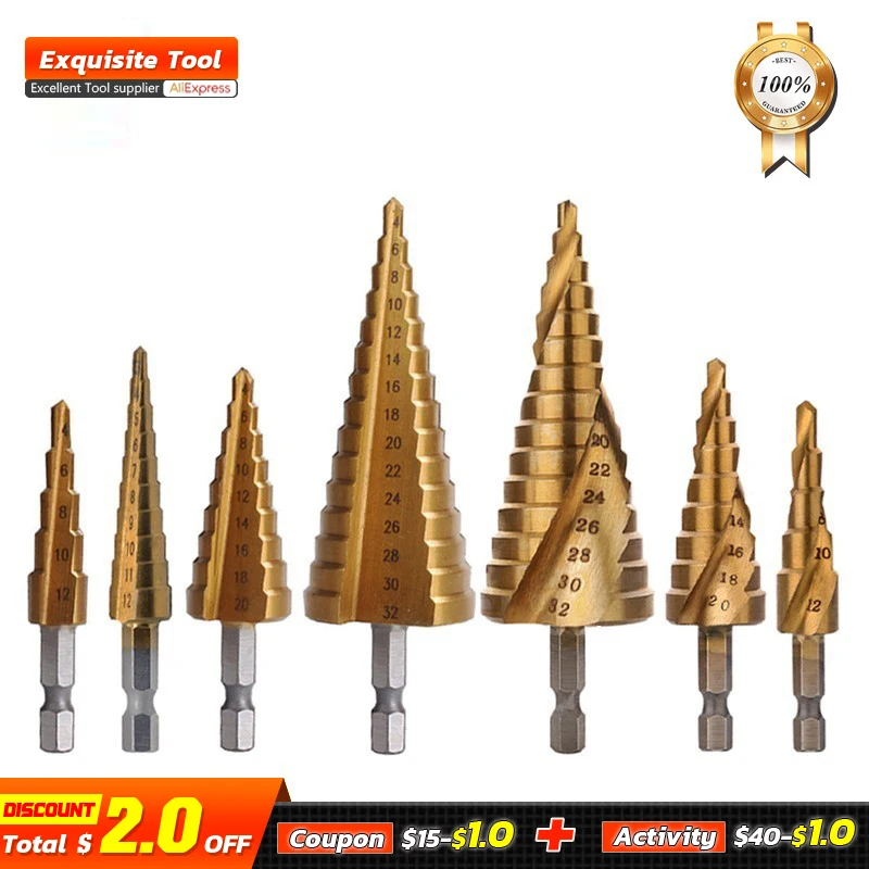 HSS Coated Step Drill Bit Cone Drilling Power Grinder Tools For Metal Wood Hole Screw Reaming Cutter
HSS Coated Step Drill Bit Cone Drilling Power Grinder Tools For Metal Wood Hole Screw Reaming Cutter