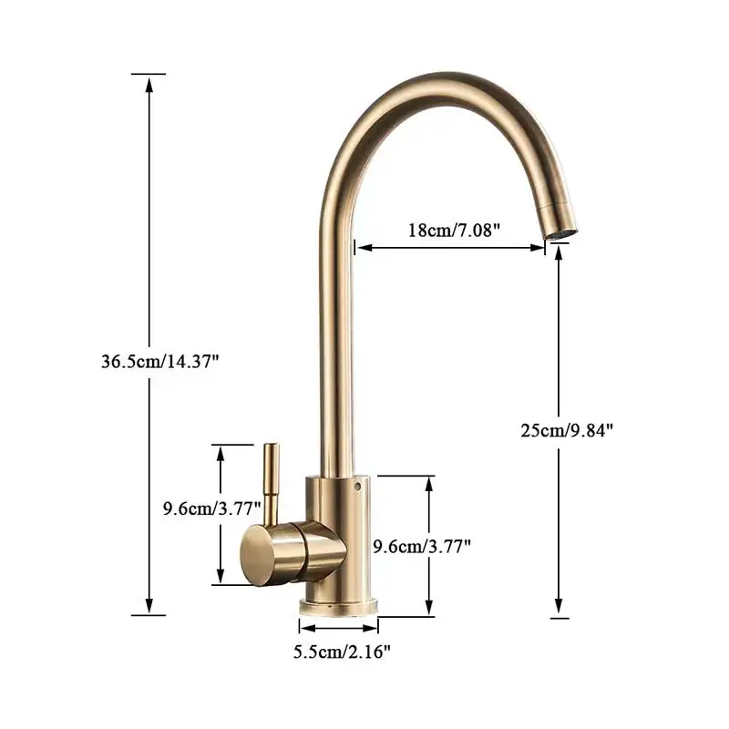 Brushed Gold kitchen Faucets 360 Rotation Kitchen Faucet Stainless Steel Lead Free Bathroom Sink Single Handle Mixer Tap | Обустройство