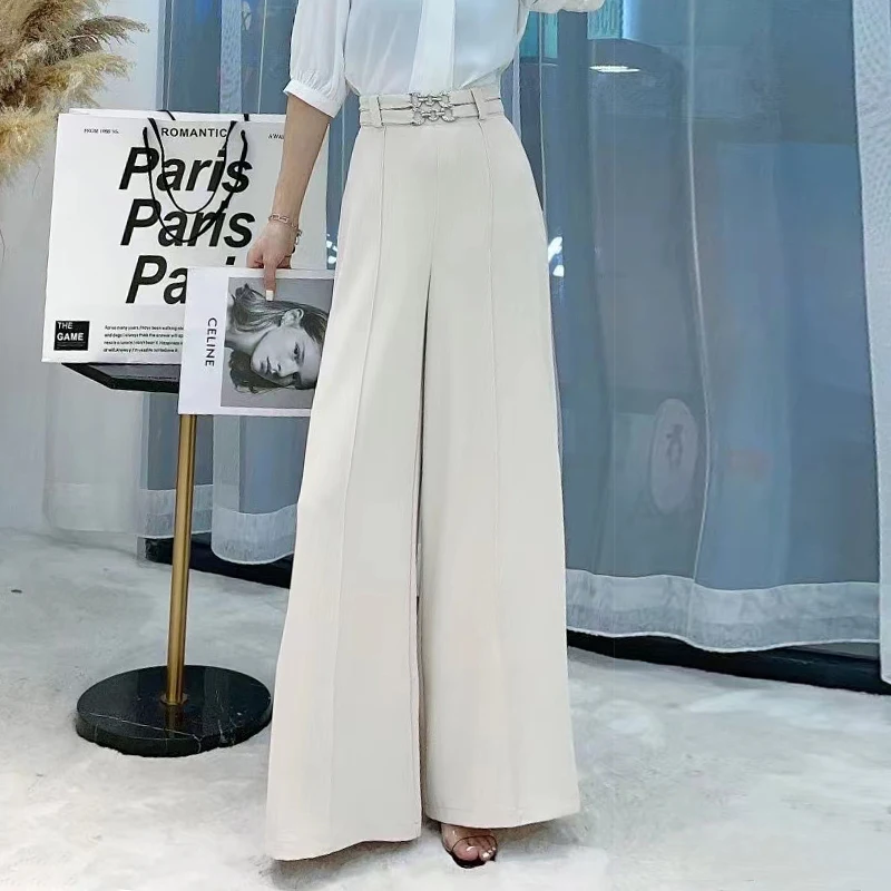 ECRURANI Black Elegant Pant For Women High Waist Solid Minimalist Girdle Wide Leg Pants Females 2021 Summer Fashion New Clothing
ECRURANI Black Elegant Pant For Women High Waist Solid Minimalist Girdle Wide Leg Pants Females 2021 Summer Fashion New Clothing