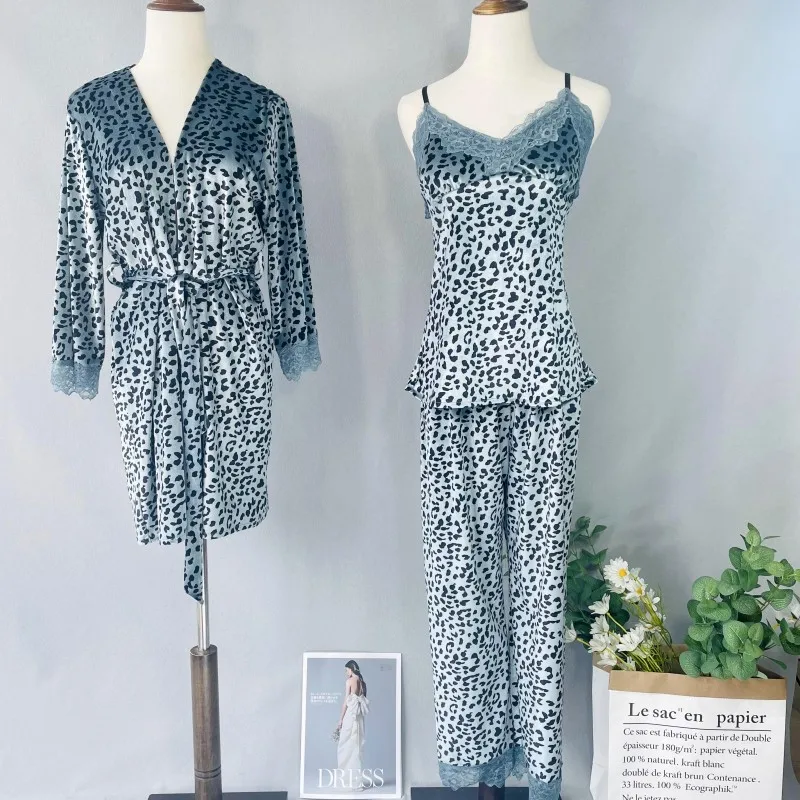 Sexy 3PCS Pajamas Suit Women Casual Sleep Set Intimate Lingerie Print Leopard Nightwear Velour Sleepwear Loose Lace Home Clothes
Sexy 3PCS Pajamas Suit Women Casual Sleep Set Intimate Lingerie Print Leopard Nightwear Velour Sleepwear Loose Lace Home Clothes