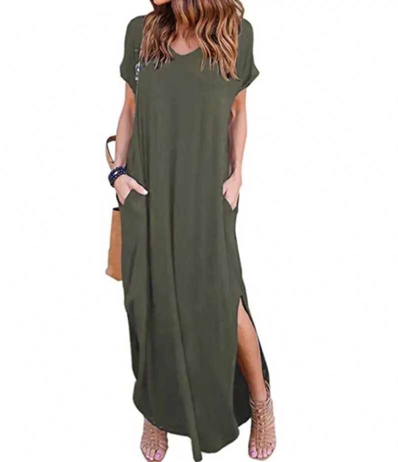 2021 long dress women New Fashion Women Short Sleeve Loose Plain Maxi Dresses Casual Long Dresses with Pockets
2021 long dress women New Fashion Women Short Sleeve Loose Plain Maxi Dresses Casual Long Dresses with Pockets