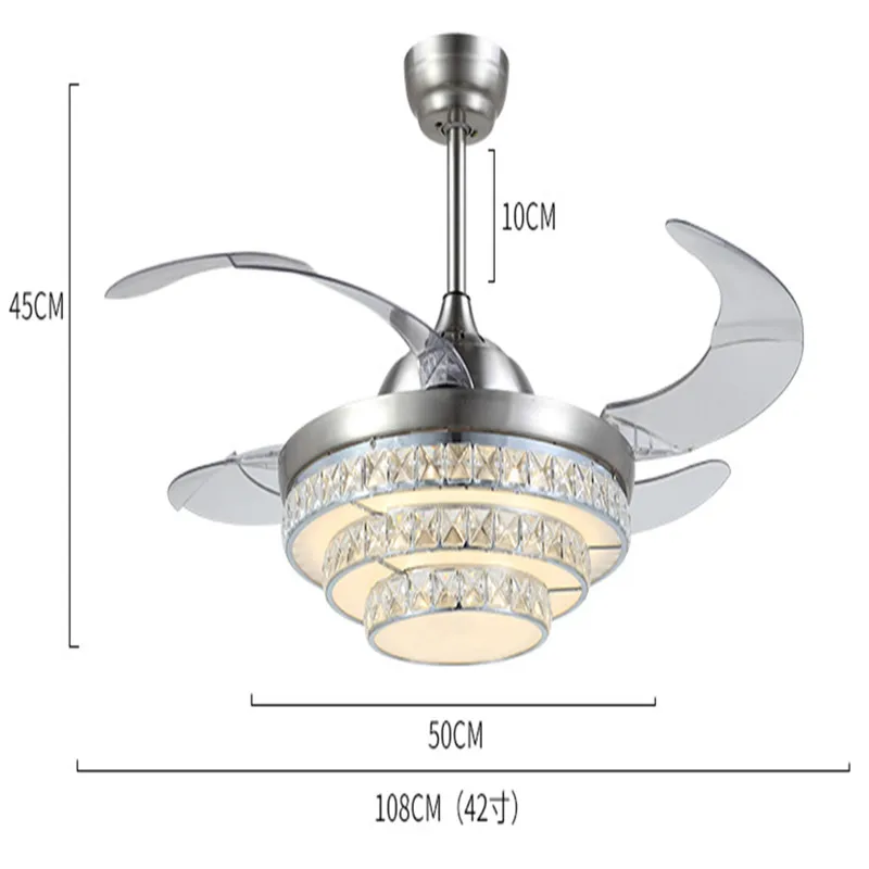 42inch European led invisible fan lamp simple bedroom living room dining lamp frequency conversion American household crystal
42inch European led invisible fan lamp simple bedroom living room dining lamp frequency conversion American household crystal