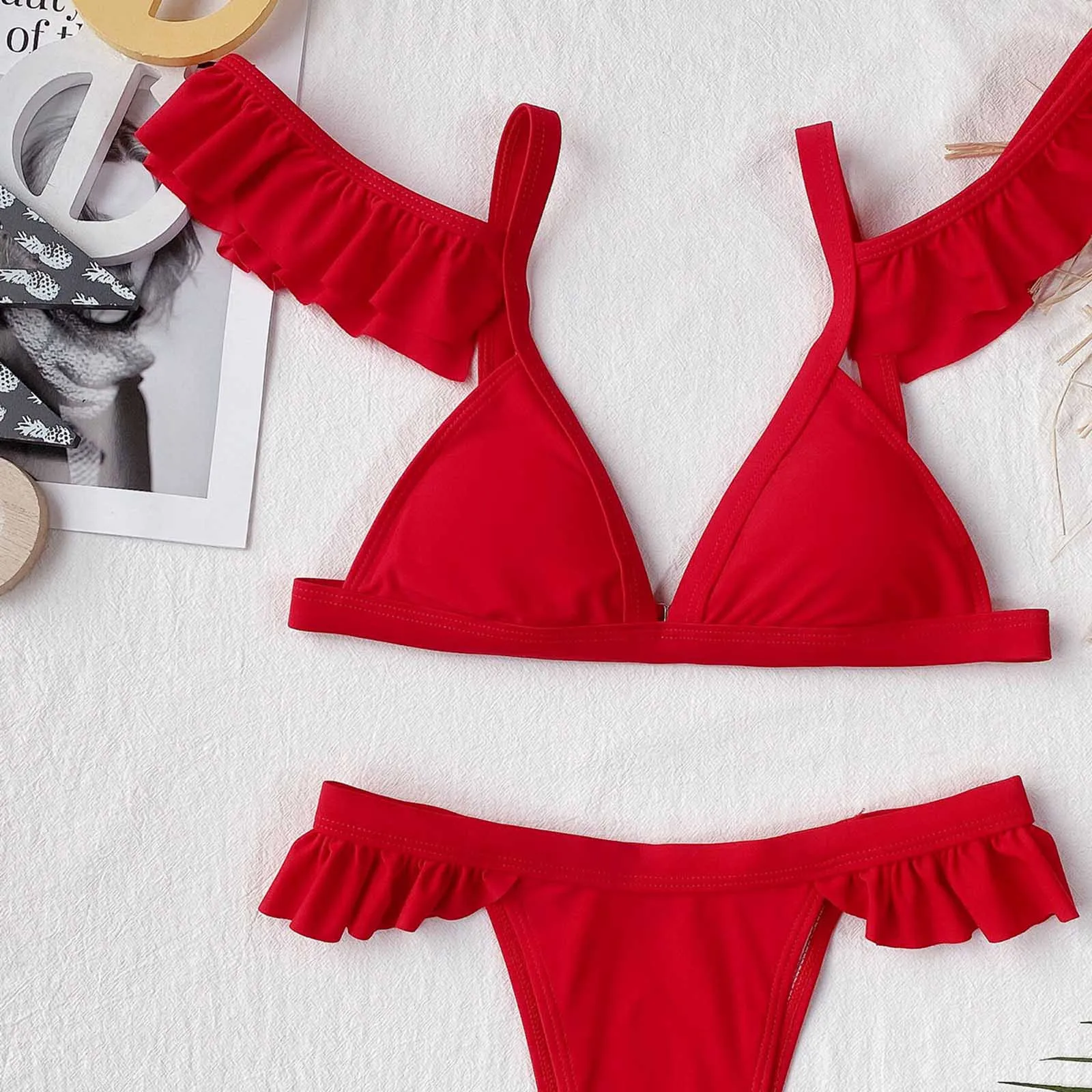 Women Sexy Ruffles Bikini Shorts Push-Up Pad Swimwear Set Swimsuit Beachwear High Cut Up Pure Color Swimwear Bikini Mujer
Women Sexy Ruffles Bikini Shorts Push-Up Pad Swimwear Set Swimsuit Beachwear High Cut Up Pure Color Swimwear Bikini Mujer