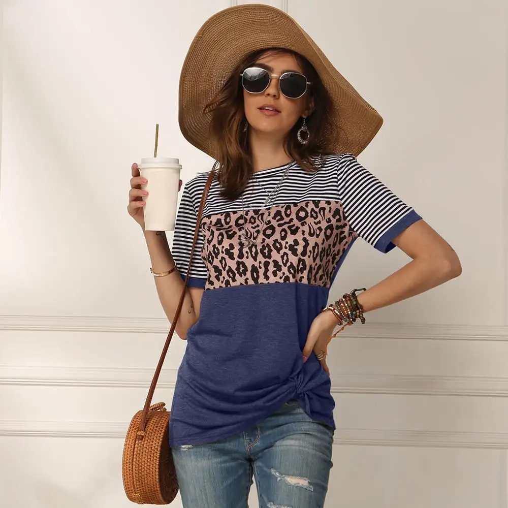 Women 2020 Summer Tee Shirt Female Leopard Stripe Print T Shirt Casual Tops Fashion Streetwear Short Sleeve Cotton T shirt S-XXL
Women 2020 Summer Tee Shirt Female Leopard Stripe Print T Shirt Casual Tops Fashion Streetwear Short Sleeve Cotton T shirt S-XXL