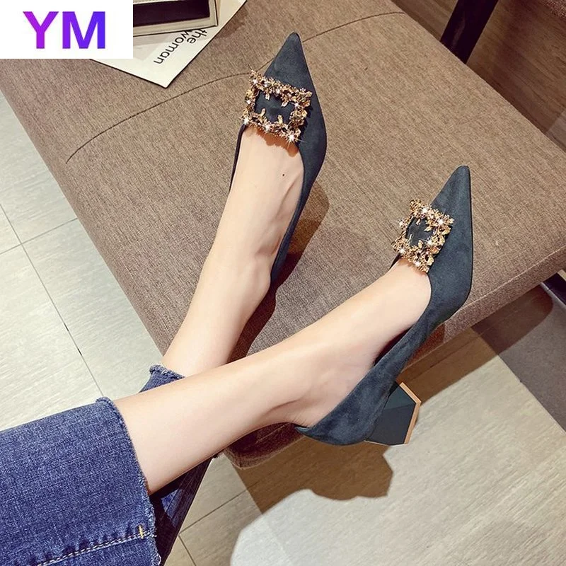 Blue Pointed Toe Rhinestones Basic Pumps Crystal Diamond Buckle Work Fashion Sexy High Heels Shoes Woman Zapatilla Mujer 2021
Blue Pointed Toe Rhinestones Basic Pumps Crystal Diamond Buckle Work Fashion Sexy High Heels Shoes Woman Zapatilla Mujer 2021