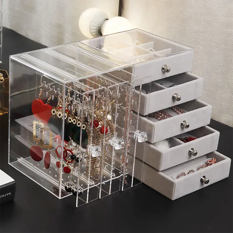 High-end Jewelry Storage Box Transparent Jewelry Earrings Necklace Display Stand European Style Dustproof Earring Storage Rack
High-end Jewelry Storage Box Transparent Jewelry Earrings Necklace Display Stand European Style Dustproof Earring Storage Rack