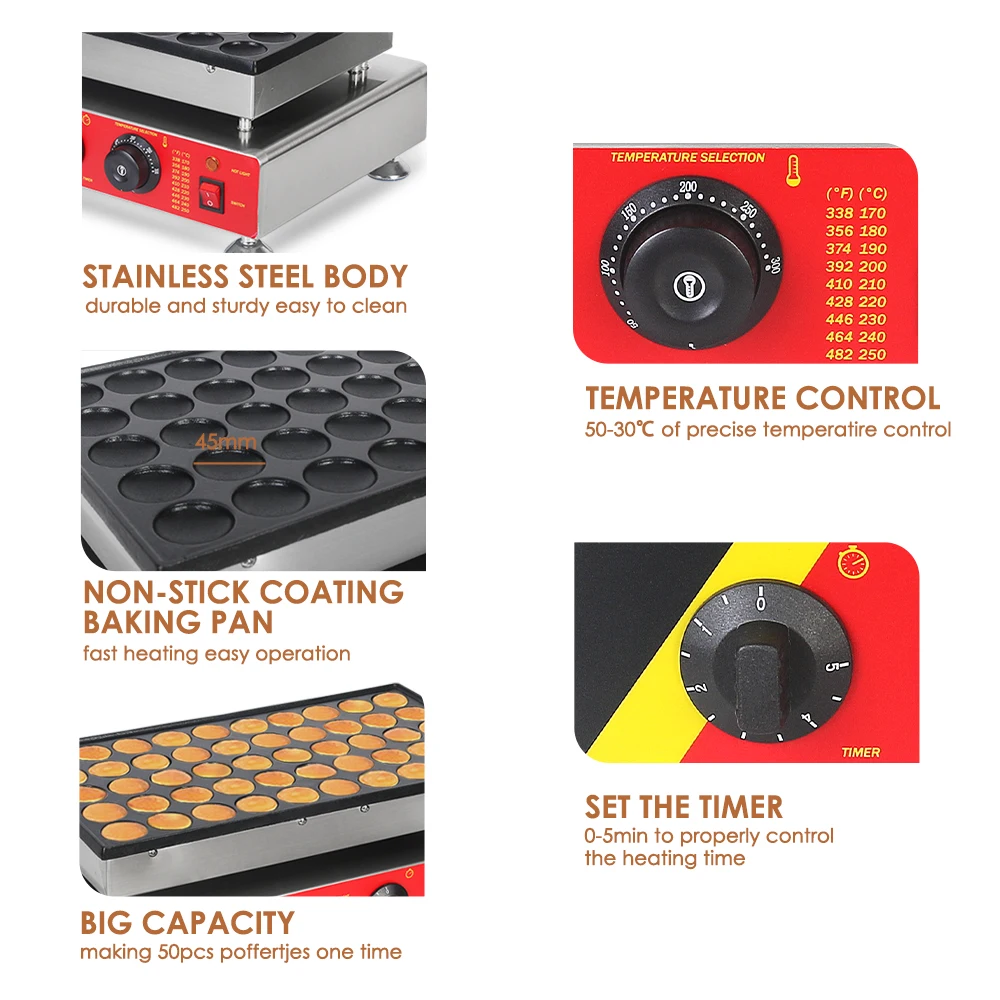 ITOP Electric Waffles Maker 50 Holes Breakfast Waffle Machine Temperature Control Bubble Egg Cake Oven
ITOP Electric Waffles Maker 50 Holes Breakfast Waffle Machine Temperature Control Bubble Egg Cake Oven