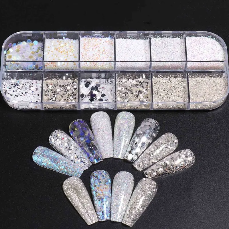 12 Grids Glitter Series Powder Sequins Fashion Nail Art Stickers Collection Manicure DIY Irregular Flakes Nail Art Polish Paper
12 Grids Glitter Series Powder Sequins Fashion Nail Art Stickers Collection Manicure DIY Irregular Flakes Nail Art Polish Paper