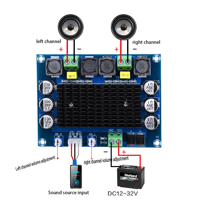 KYYSLB DC12~32V TDA7498Digital Amplifier Board 100W*2 XH-A113 High-power HD Home Audio Amplifier Board Two-channel High Fidelity
KYYSLB DC12~32V TDA7498Digital Amplifier Board 100W*2 XH-A113 High-power HD Home Audio Amplifier Board Two-channel High Fidelity