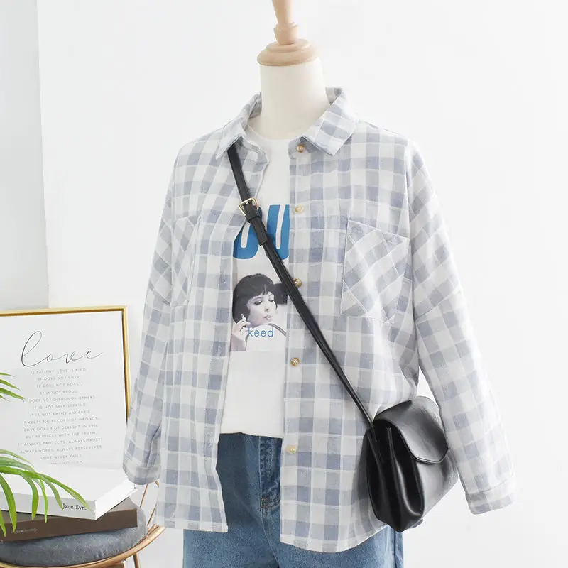 Long sleeve light plaid shirt girl Korean style Joker coat student loose style thin coat shirt
Long sleeve light plaid shirt girl Korean style Joker coat student loose style thin coat shirt
