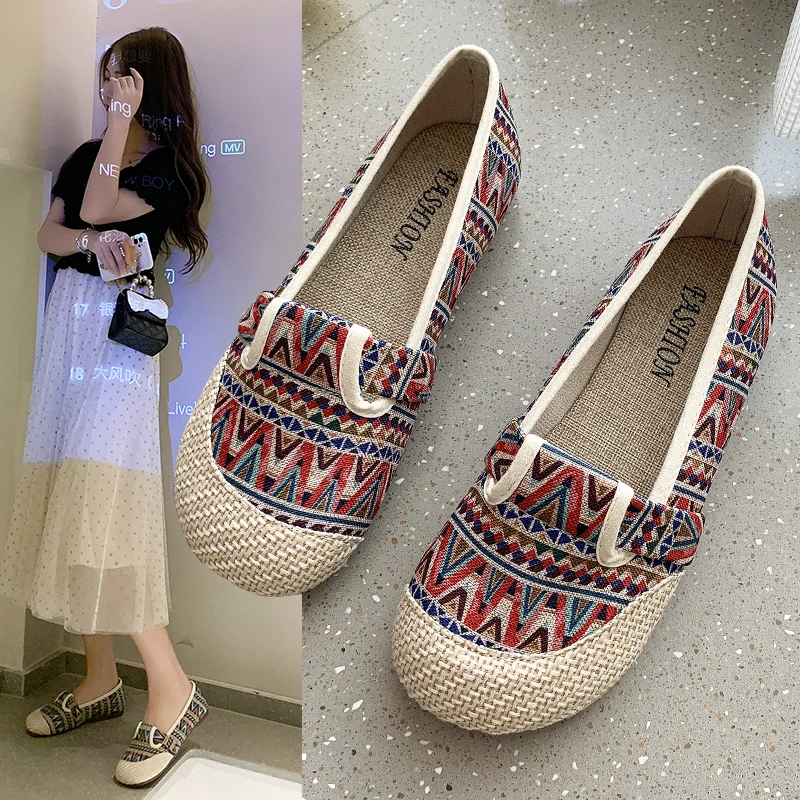 2021 Autumn New Loafers Women Retro Ethnic Style Casual Shoes Breathable Soft Shoe Weave Flat Shoe Canva Shoe Female Single Shoe
2021 Autumn New Loafers Women Retro Ethnic Style Casual Shoes Breathable Soft Shoe Weave Flat Shoe Canva Shoe Female Single Shoe