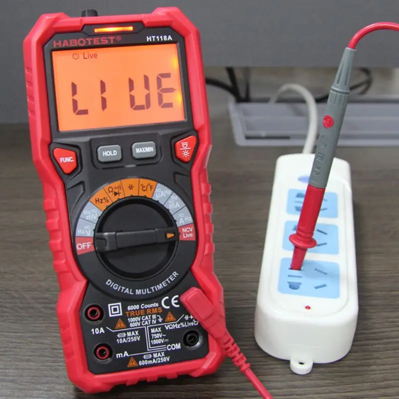 HT118 Professional High Precise 6000 counts 1000V AC DC Digital Multimeter Ohm Hz NCV Live C/F Duty Multimetro Voltage Meter
HT118 Professional High Precise 6000 counts 1000V AC DC Digital Multimeter Ohm Hz NCV Live C/F Duty Multimetro Voltage Meter