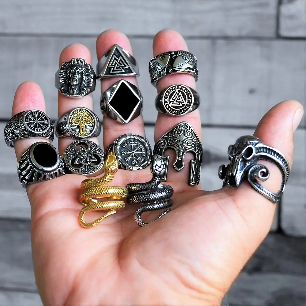 2021 Fashion Gothic Viking Symbols Men's Ring 316L Stainless Steel Snake Animal Cross Skull Punk Biker CZ Rings Badass Jewelry
2021 Fashion Gothic Viking Symbols Men's Ring 316L Stainless Steel Snake Animal Cross Skull Punk Biker CZ Rings Badass Jewelry