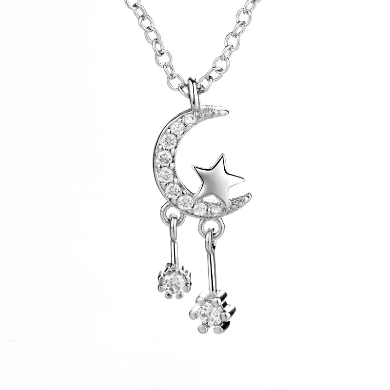 New Simple Fashion Moon Star Clavicle Chain Necklaces 925 Sterling Silver Micro Zircon Tassel Pendant Necklace For Women Jewelry
New Simple Fashion Moon Star Clavicle Chain Necklaces 925 Sterling Silver Micro Zircon Tassel Pendant Necklace For Women Jewelry