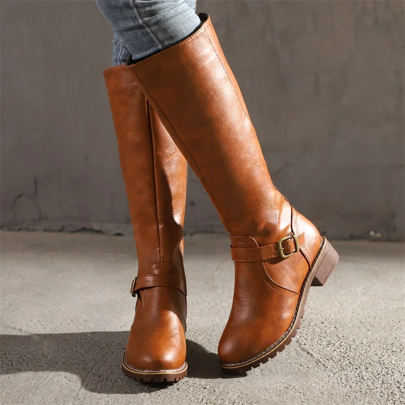 Women's Knee Boots Back&Side Zipper Design Solid Color Trendy Comfy Breathable Winter New Round Toe Knee-High Martin Boots
Women's Knee Boots Back&Side Zipper Design Solid Color Trendy Comfy Breathable Winter New Round Toe Knee-High Martin Boots