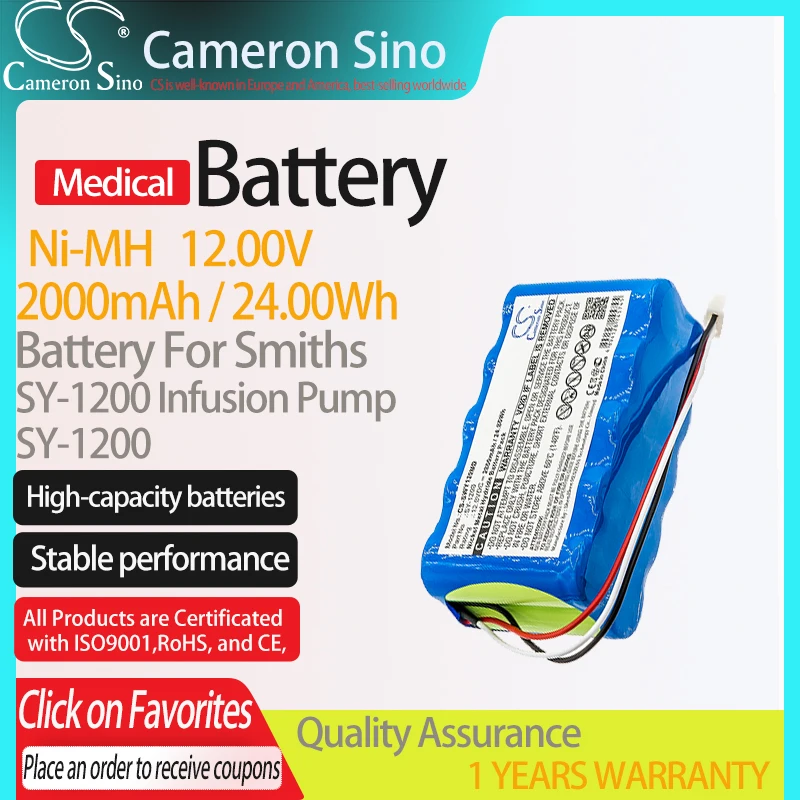 

CameronSino Батарея для Smiths SY-1200 подходит SY-1200 инфузионный насос Медицинский Замена Батарея 2000 ма-ч/24.00Wh 12,00 никель-металл-гидридный аккумулятор с ...