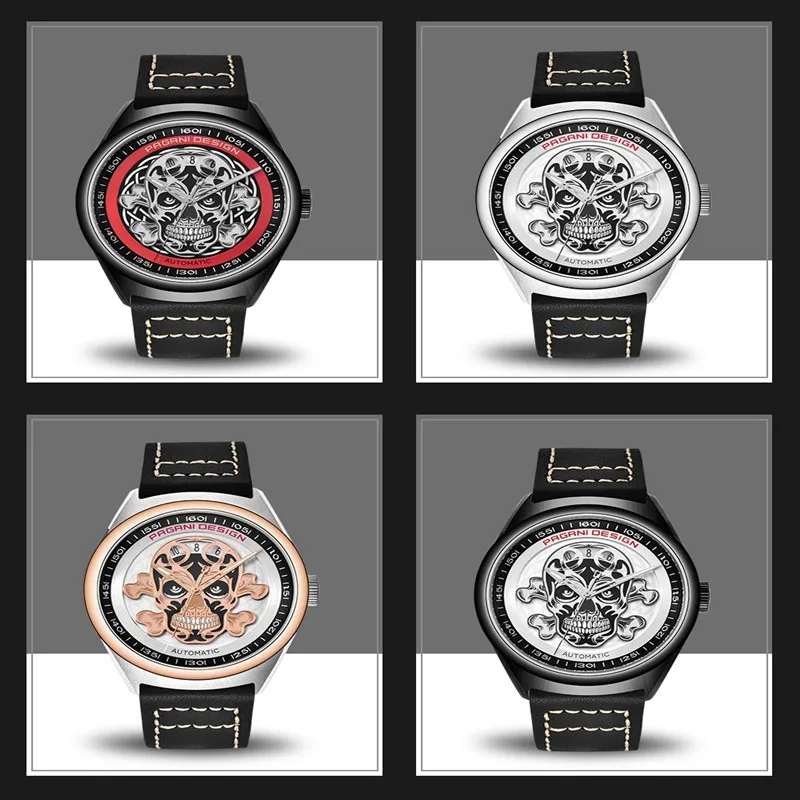New PAGANI DESIGN Men's Classic 3D Skull Punk Style Mechanical Watches Pirate Surface Waterproof Watch Leather Automatic Watch 
New PAGANI DESIGN Men's Classic 3D Skull Punk Style Mechanical Watches Pirate Surface Waterproof Watch Leather Automatic Watch