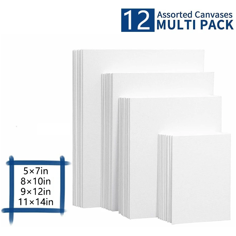 Painting Canvas Panels 5X7, 8X10, 9X12, 11X14 Inch (3 Each, 12 Pack) for Acrylic & Oil Art, for Artists, Painters&Kids
Painting Canvas Panels 5X7, 8X10, 9X12, 11X14 Inch (3 Each, 12 Pack) for Acrylic & Oil Art, for Artists, Painters&Kids