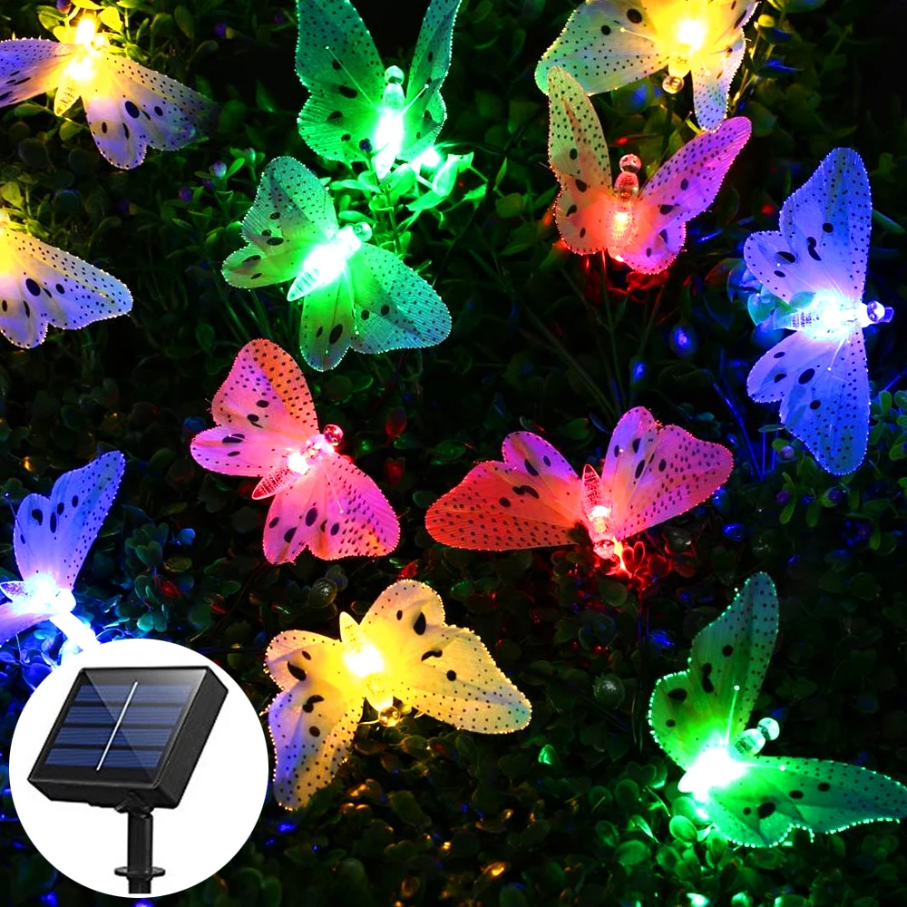 12 Led Solar Powered Butterfly Fairy String Lights Outdoor Garden Holiday Christmas Decoration Lamp Fiber Optic Waterproof
12 Led Solar Powered Butterfly Fairy String Lights Outdoor Garden Holiday Christmas Decoration Lamp Fiber Optic Waterproof