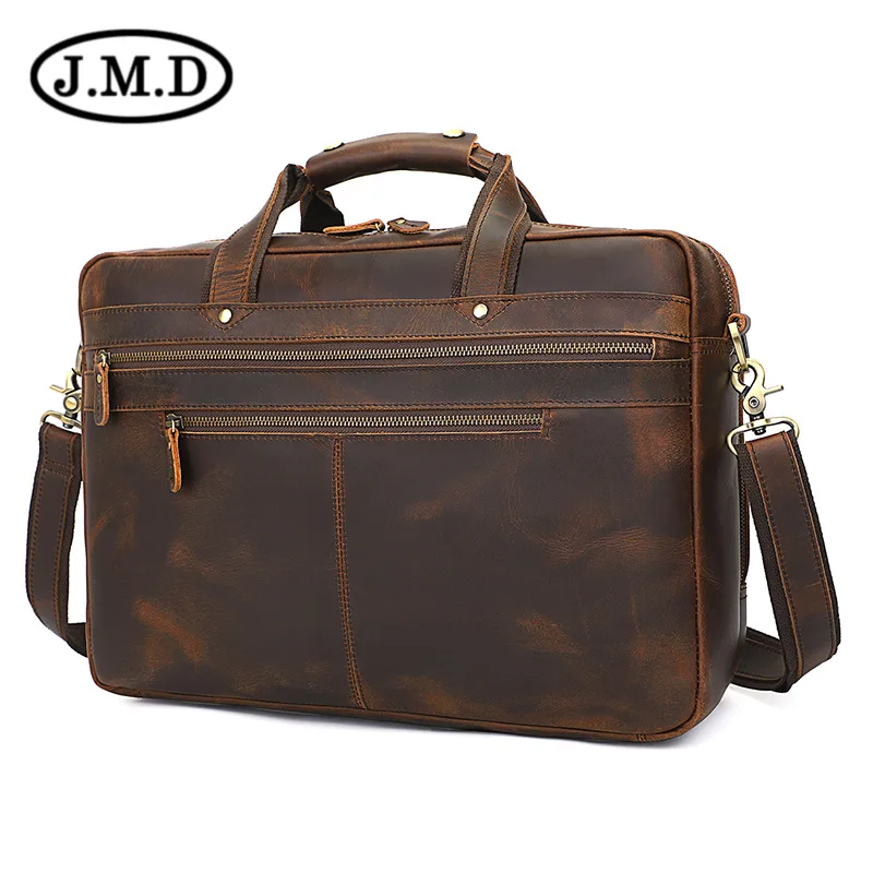 

Briefcase For Men Genuine Leather Business Travel Fashion Vintage Casual Designer Brand 17" Laptop File Hand Shoulder Bags Male
