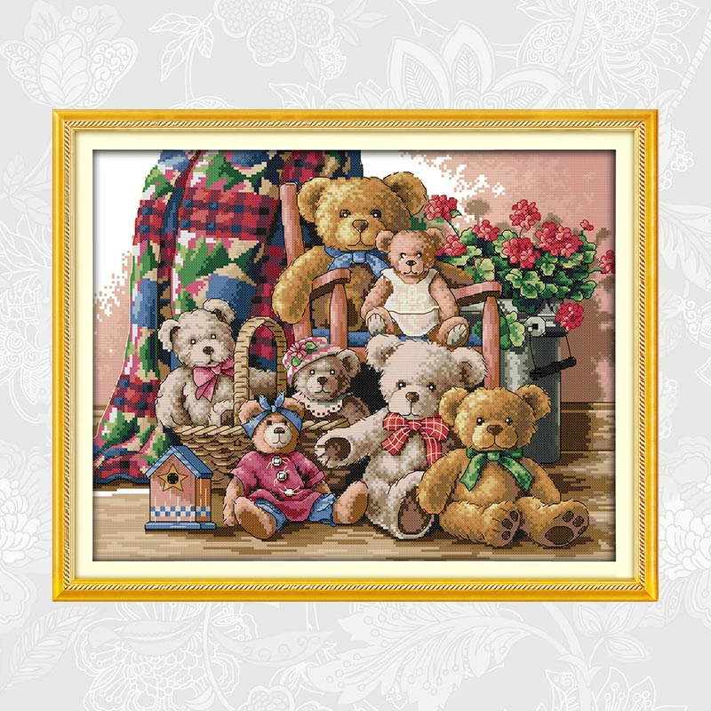 Картины с изображением семьи медведя вышивка крестиком печать на холсте сделай