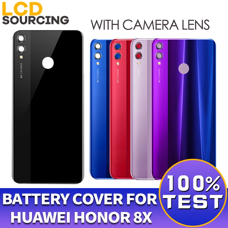 Крышка батарейного отсека для Huawei Honor 8X Задняя стеклянная крышка сменная с