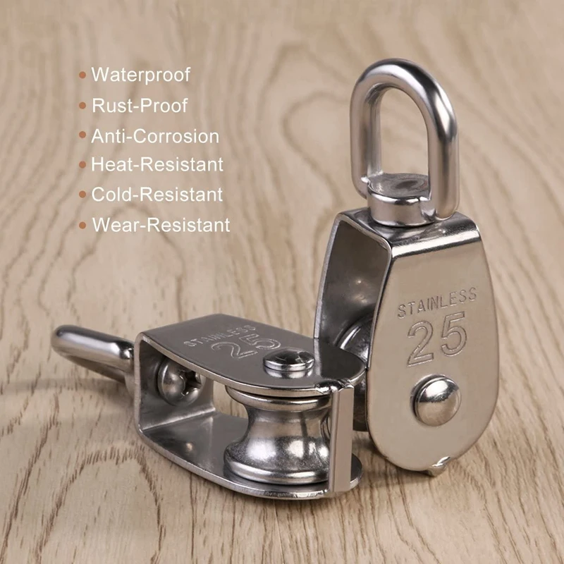 Single Pulley Block,Single Pulley Block in 304 Stainless Steel M25 Pulley Roller- Silver(2Pcs,25MM)
Single Pulley Block,Single Pulley Block in 304 Stainless Steel M25 Pulley Roller- Silver(2Pcs,25MM)
