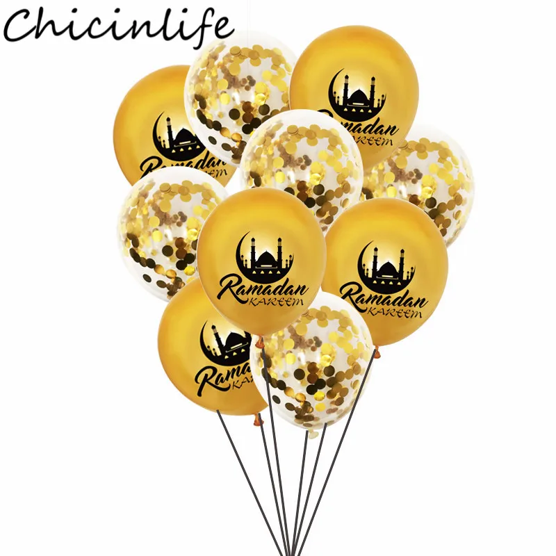 Chicinlife 10 шт. 12 дюймов Рамадан кареем латексные шары Eid украшение Мубарак конфетти