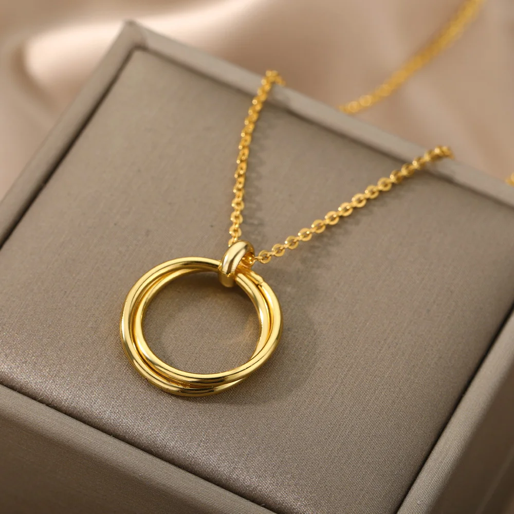 Stainless Steel Double Geometric Circle Interlock Necklace For Women Charm Gold Sliver Color Choker Necklaces Jewelry Gift
Stainless Steel Double Geometric Circle Interlock Necklace For Women Charm Gold Sliver Color Choker Necklaces Jewelry Gift
