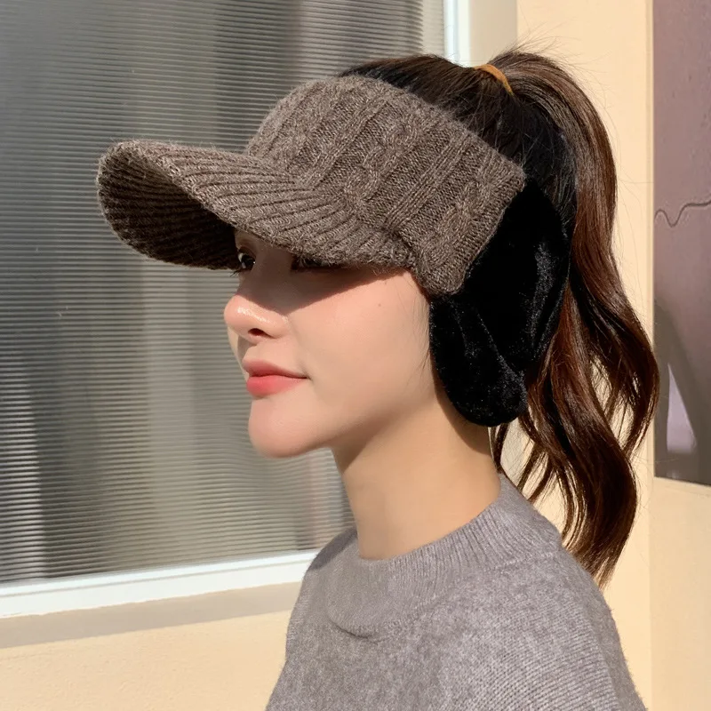 

Шапка-бини, женская шапка на осень и зиму, модная шерстяная шапка с защитой ушей, зимняя теплая и холодная вязаная шапка