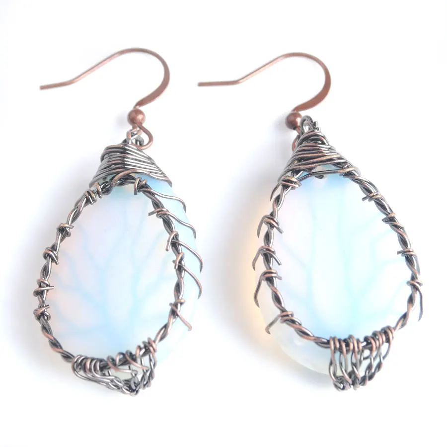 WOJIAER Natural Stone Green White Opal Water Drop Dangle Earrings Tree of Life Wire Wrap Beads Female Jewelry Gift PV9061
WOJIAER Natural Stone Green White Opal Water Drop Dangle Earrings Tree of Life Wire Wrap Beads Female Jewelry Gift PV9061