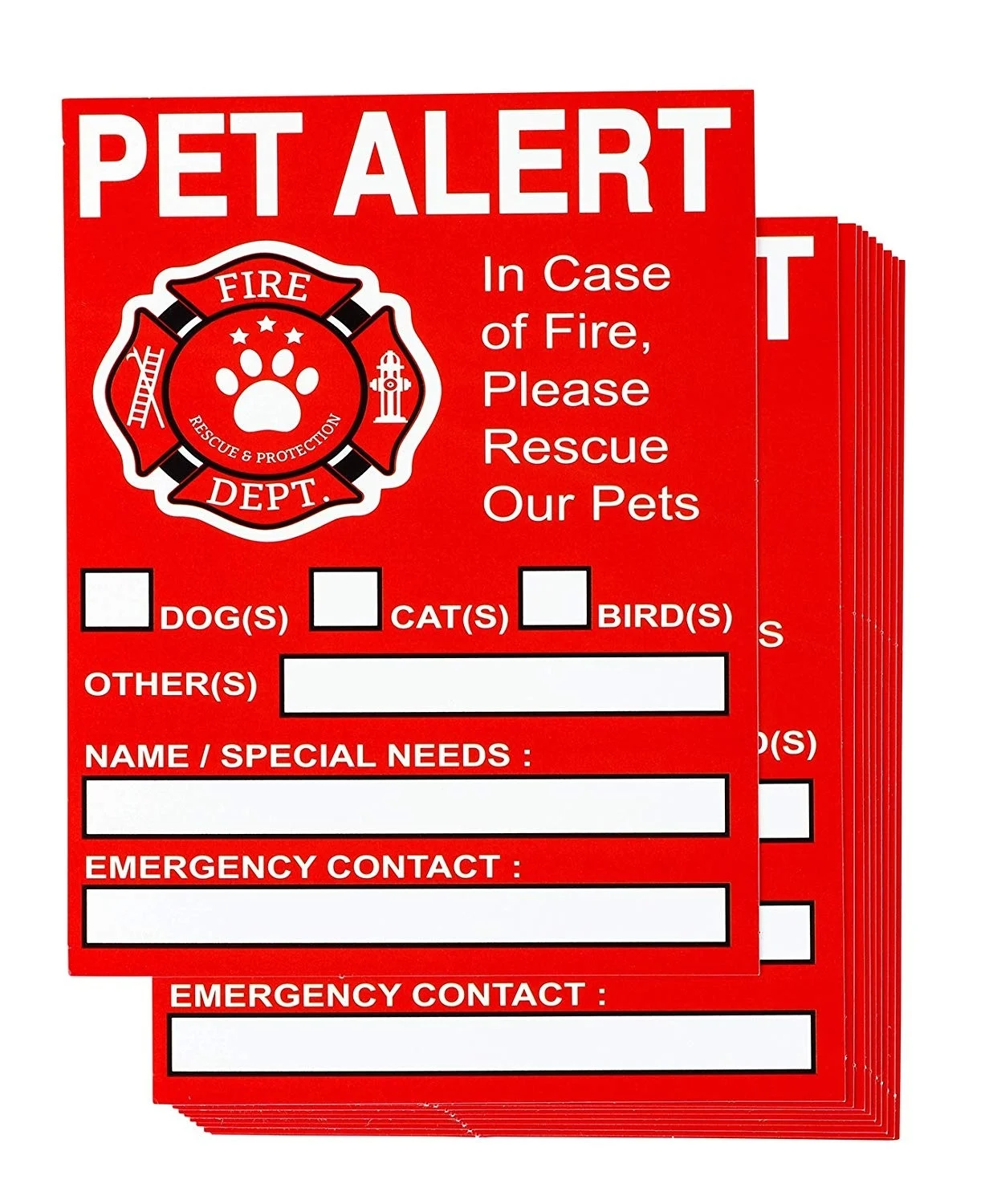 1 лот Juvale Pet Rescue наклейки ПЭТ чрезвычайных в чехол огня оповещения видоискателя