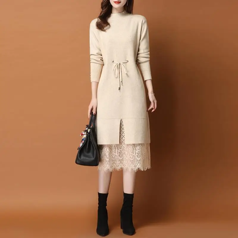 Women's new half-knit knit dress women's new long over-the-knee waist thickening autumn and winter undershirt dress women
Women's new half-knit knit dress women's new long over-the-knee waist thickening autumn and winter undershirt dress women