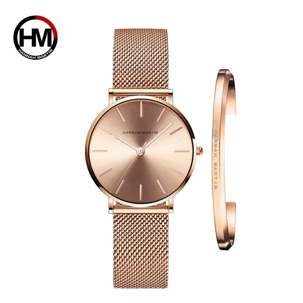 2021 Hannah Martin Women Watch Japan Quartz Movement Simple Waterproof Rose Gold Mesh Ladies Watch Set Bracelet Relogio Feminino
2021 Hannah Martin Women Watch Japan Quartz Movement Simple Waterproof Rose Gold Mesh Ladies Watch Set Bracelet Relogio Feminino