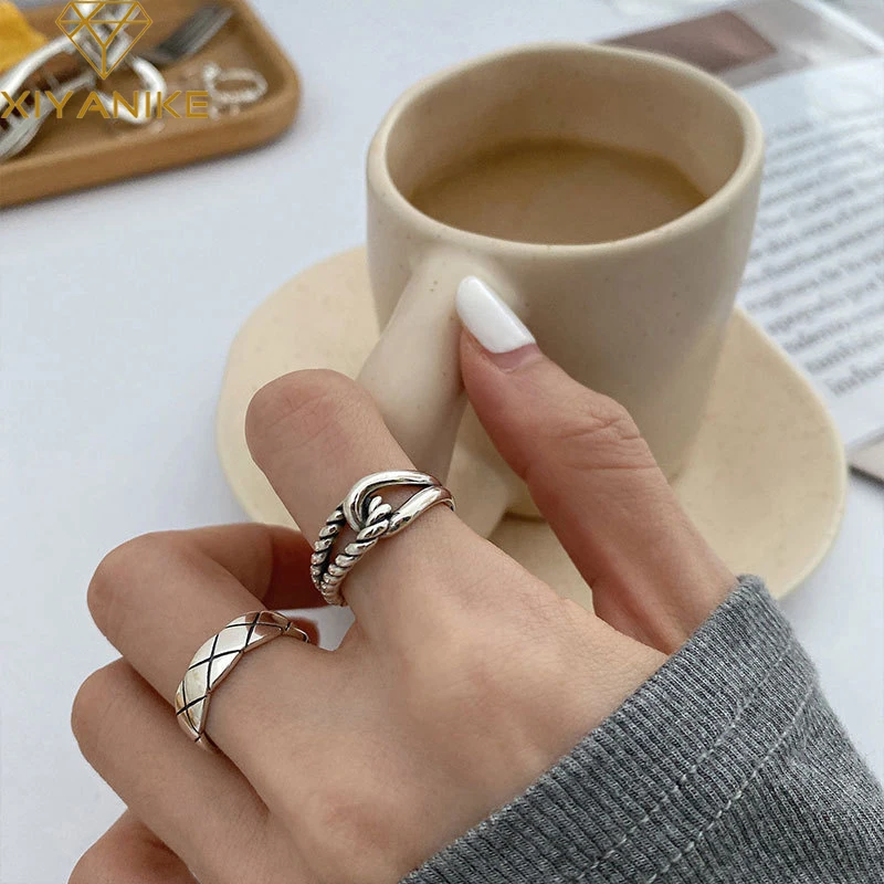 XIYANIKE Silver Color Double Knotted Lingge Ring Female Trendy Simple Retro Handmade Jewelry Birthday Couple Gift Kольца
XIYANIKE Silver Color Double Knotted Lingge Ring Female Trendy Simple Retro Handmade Jewelry Birthday Couple Gift Kольца