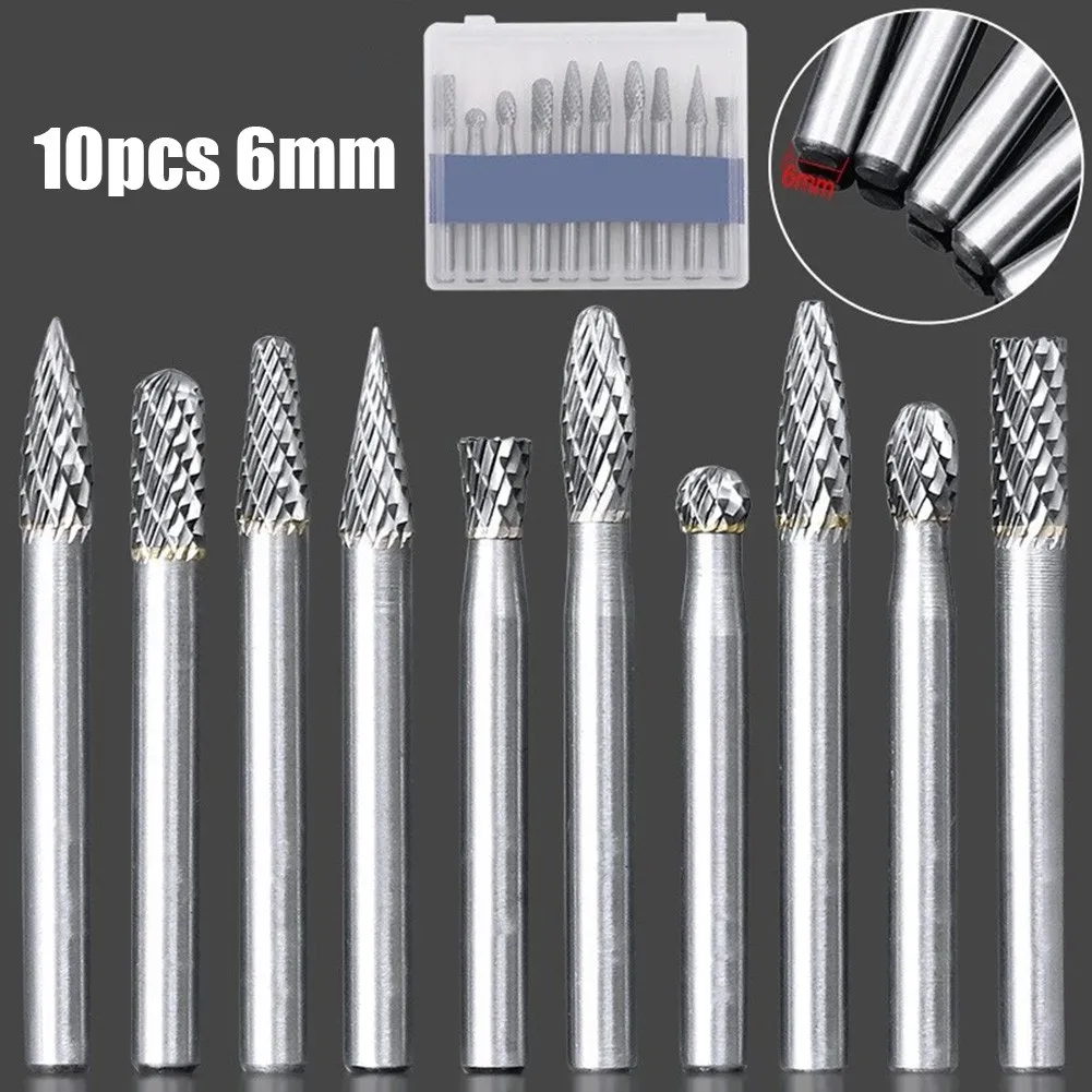 10pcs 6-12mm Carbide Burrs Set CNC Engraving 1/4" Rotary Cutter Files Double Cut Rotary Burr For Die Grinder Drill Carving Tools
10pcs 6-12mm Carbide Burrs Set CNC Engraving 1/4" Rotary Cutter Files Double Cut Rotary Burr For Die Grinder Drill Carving Tools