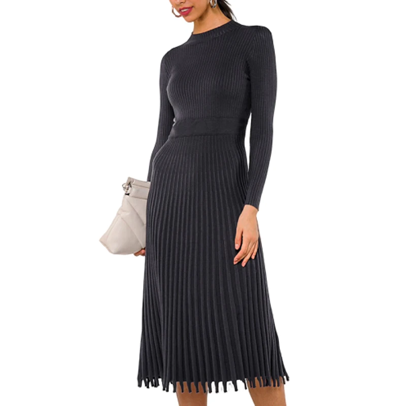Fashion Women Autumn Winter O Neck Slim Long Sleeve Solid Tassel Knitted Pleated Dress Office Lady Elegant Korean Dress SJ5018M
Fashion Women Autumn Winter O Neck Slim Long Sleeve Solid Tassel Knitted Pleated Dress Office Lady Elegant Korean Dress SJ5018M