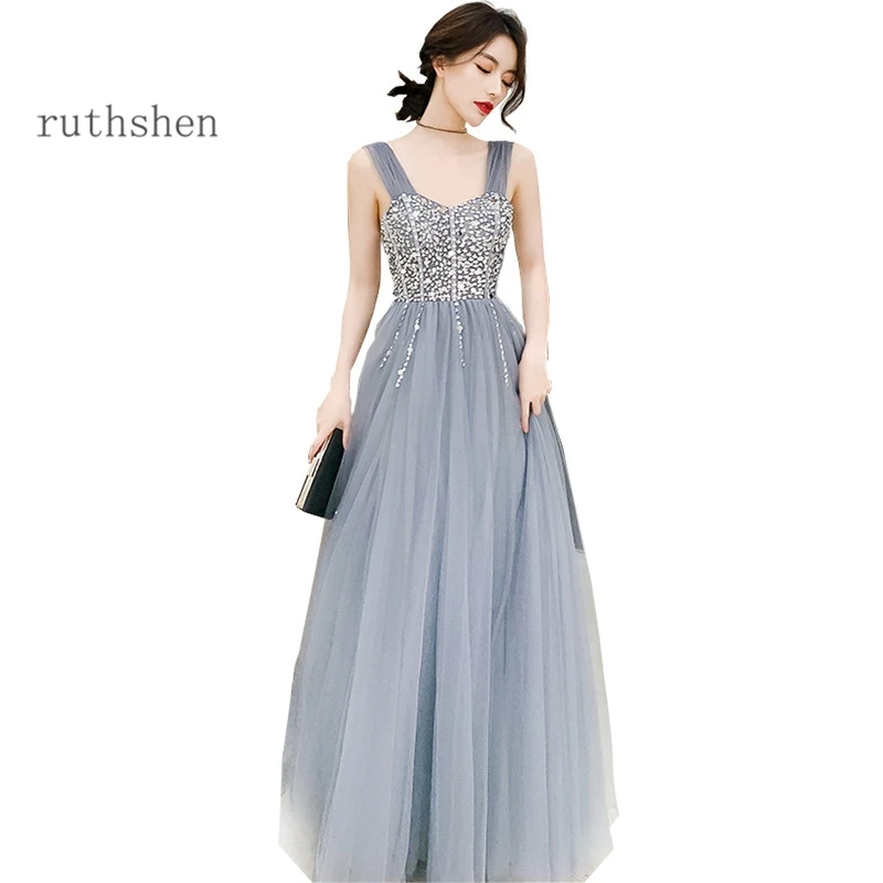 Long Prom Dresses Tulle 2022 New Gray Low Back Beaded A Line Special Occasion Evening Gown For Women
Long Prom Dresses Tulle 2022 New Gray Low Back Beaded A Line Special Occasion Evening Gown For Women