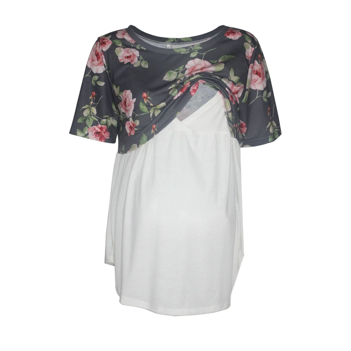 2020 hot pregnant women's wear round neck short sleeve printed stitching contrast T-shirt anti light lactation top
2020 hot pregnant women's wear round neck short sleeve printed stitching contrast T-shirt anti light lactation top