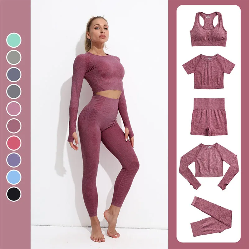 Popular sports Yoga suit women's seamless quick drying bra long sleeve tight point five piece fitness suit
Popular sports Yoga suit women's seamless quick drying bra long sleeve tight point five piece fitness suit