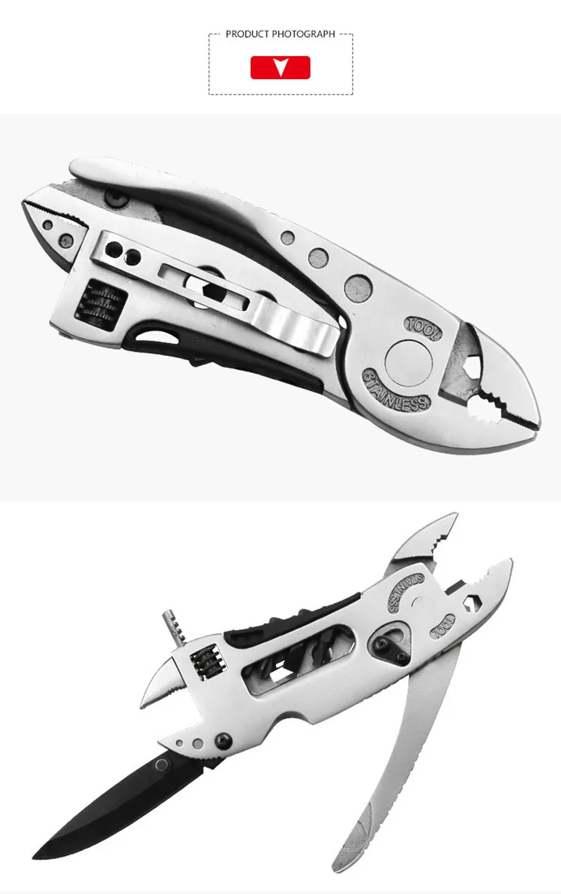 

Outdoor Multitool Pliers Pocket Knife Screwdriver Set Kit Adjustable Wrench Jaw Spanner Repair Survival Hand MultiTool scissors