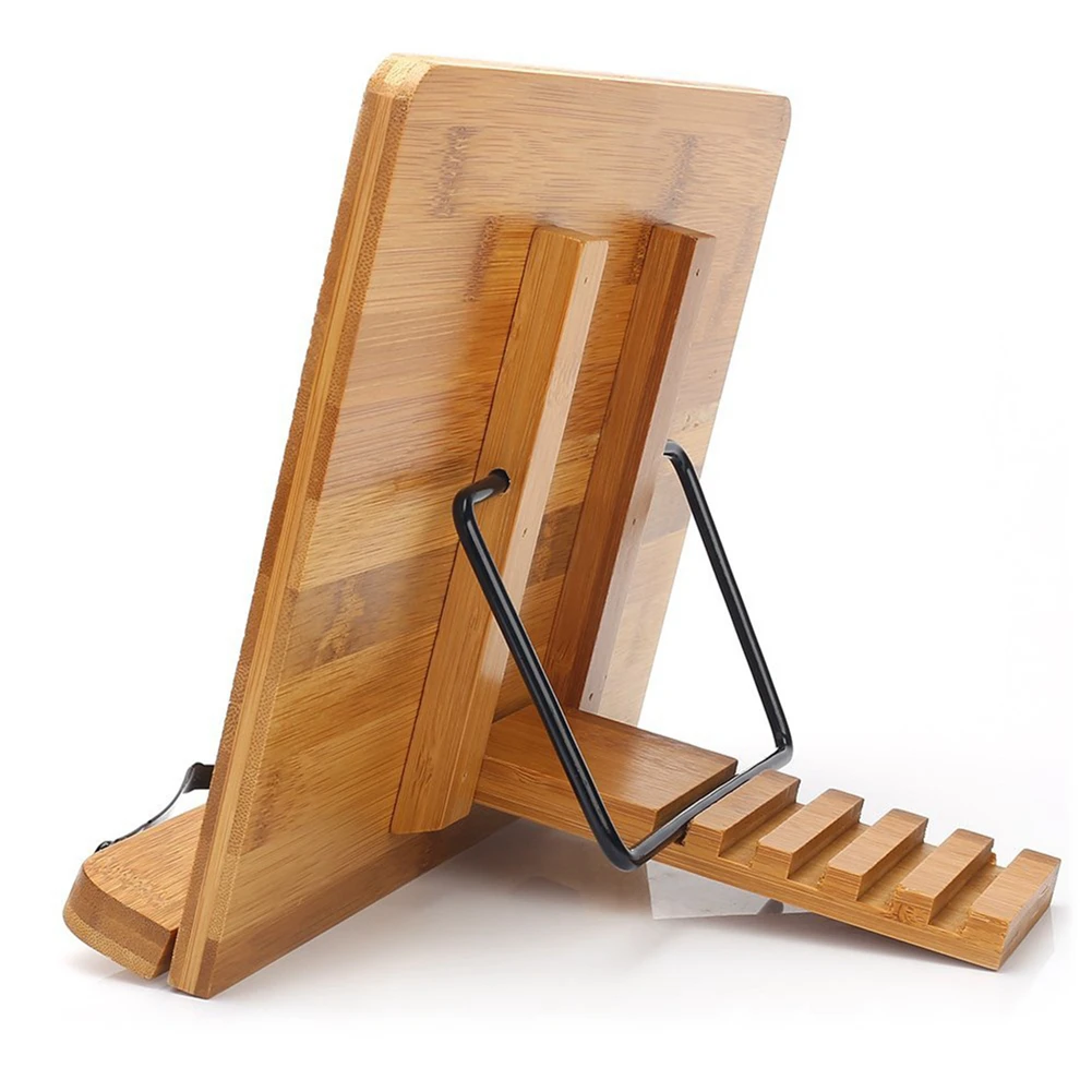 Natural Bamboo Cook Cookbook Stand Elegant Reading Rest Tablet Pages Fixed Adjustable Book Holder Recipe Kitchen Backing Home 
Natural Bamboo Cook Cookbook Stand Elegant Reading Rest Tablet Pages Fixed Adjustable Book Holder Recipe Kitchen Backing Home