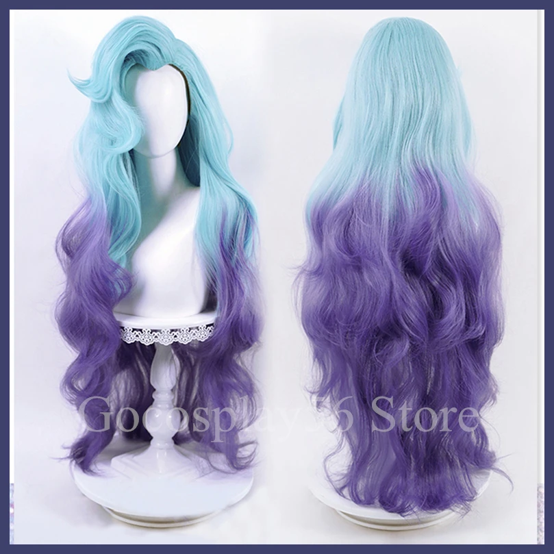 

Seraphine Wig LoL Cosplay KDA Dyed Colors Gradual Blue Purple Synthetic Hair Long Curly Wig Body Wave Wavy Seraphine Coplay