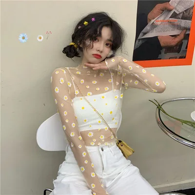 2021 Spring Autumn Women Elegant Mesh Transparent Floral Print Blouse Top Female Elegant Sexy See Through T Shirts Tops Femme
2021 Spring Autumn Women Elegant Mesh Transparent Floral Print Blouse Top Female Elegant Sexy See Through T Shirts Tops Femme