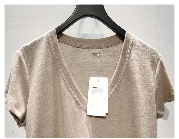 High Quality Spring and Summer New Style Cotton and Linen Big V-neck All-match Blouse Slim Fit T-shirt for Women
High Quality Spring and Summer New Style Cotton and Linen Big V-neck All-match Blouse Slim Fit T-shirt for Women