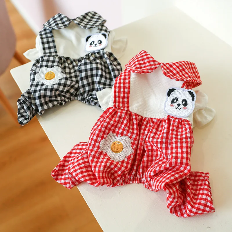 New Arrival Puppy Dog Jumpsuits Clothing Cute Poached Egg Panda Print Lattice Jumpsuit Rompers For Small Medium Dog Pet Clothes
New Arrival Puppy Dog Jumpsuits Clothing Cute Poached Egg Panda Print Lattice Jumpsuit Rompers For Small Medium Dog Pet Clothes
