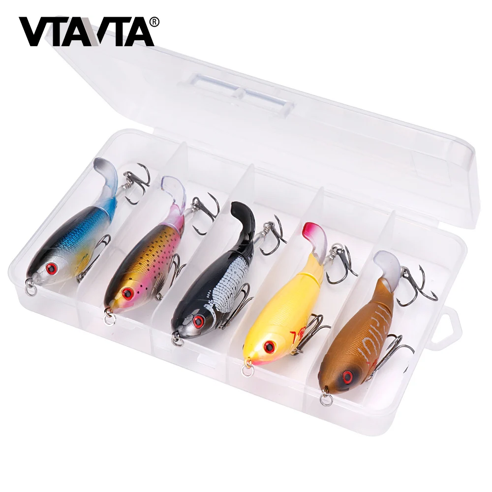 VTAVTA 5pcs/Box Topwater Fishing Lures Artificial Bait Kit 14g 8cm Pencil Lure Set of Wobblers Pike Tackle Rotate-tail |