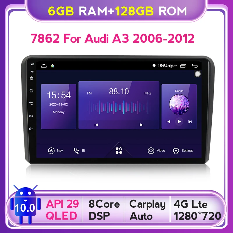 Mekede 6GB+128GB Carplay 4G LTE Android 10.0 Car Navigation GPS Radio Player For Audi/A3/S3 2002-2013 1280*720QLED screen BT5.0
Mekede 6GB+128GB Carplay 4G LTE Android 10.0 Car Navigation GPS Radio Player For Audi/A3/S3 2002-2013 1280*720QLED screen BT5.0